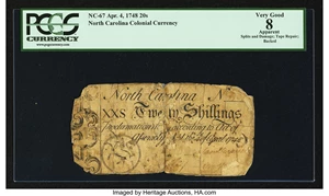 image for: North Carolina April 4, 1748 20s PCGS Apparent Very Good 08....