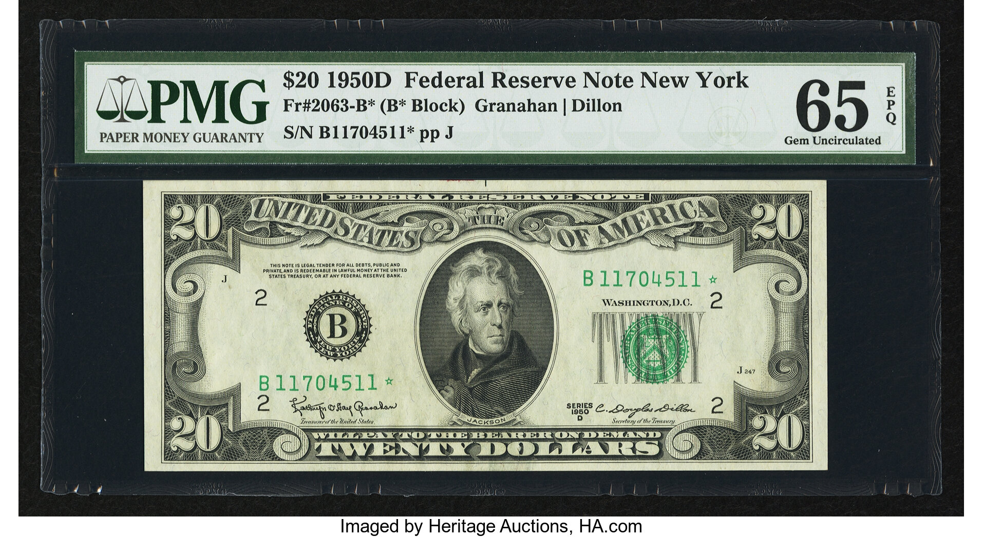 1950D $20 New York, Star Replacement (Fr. 2063B*)