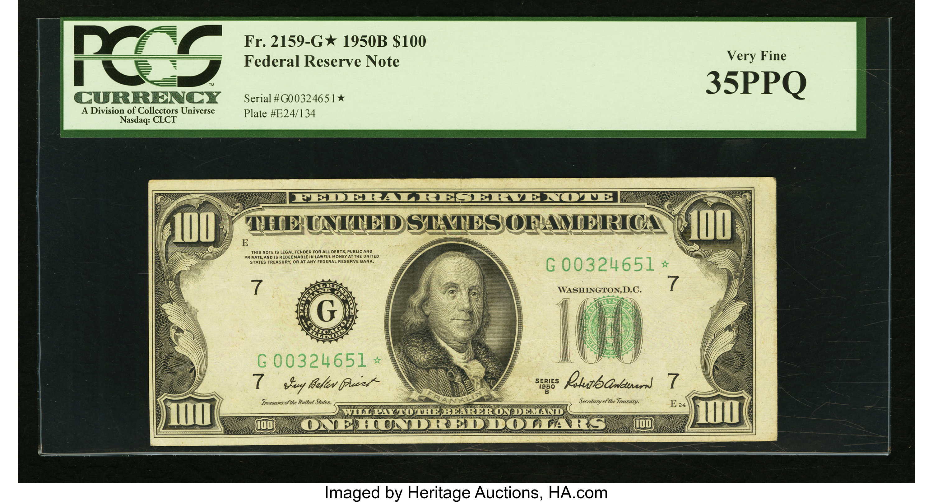image for: Fr. 2159-G* $100 1950B Federal Reserve Star Note. PCGS Very Fine 35PPQ....