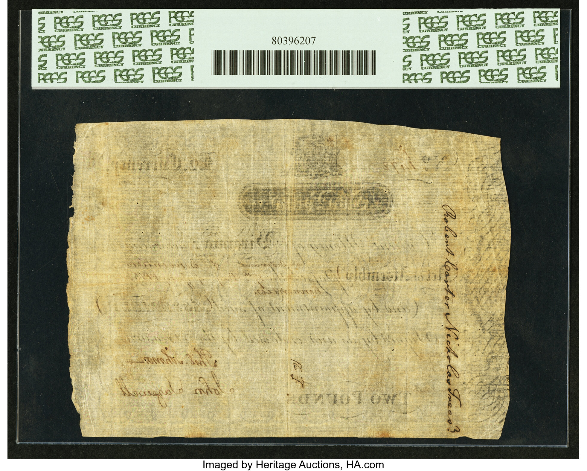 image for: Virginia July 17, 1775 Large Format £2 PCGS Very Fine 30....