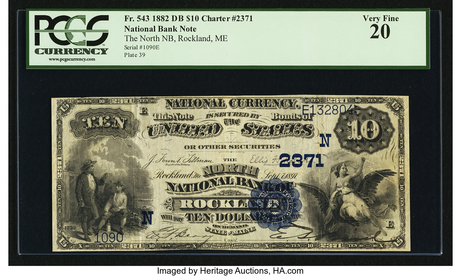 image for: Rockland, ME - $10 1882 Date Back Fr. 543 The North NB Ch. # (N)2371...