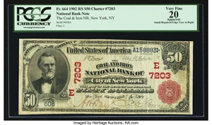 image for: New York, NY - $50 1902 Red Seal Fr. 664 The Coal & Iron NB Ch. # (E)7203...