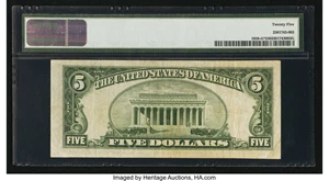 image for: Fr. 1958-G* $5 1934B Federal Reserve Note. PMG Very Fine 25....