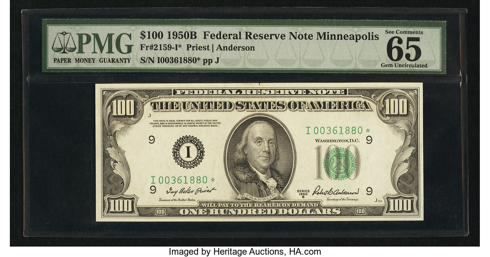 image for: Fr. 2159-I* $100 1950B Federal Reserve Note. PMG Gem Uncirculated 65 EPQ....