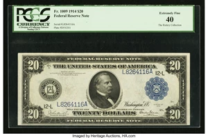image for: Fr. 1009 $20 1914 Federal Reserve Note PCGS Extremely Fine 40....