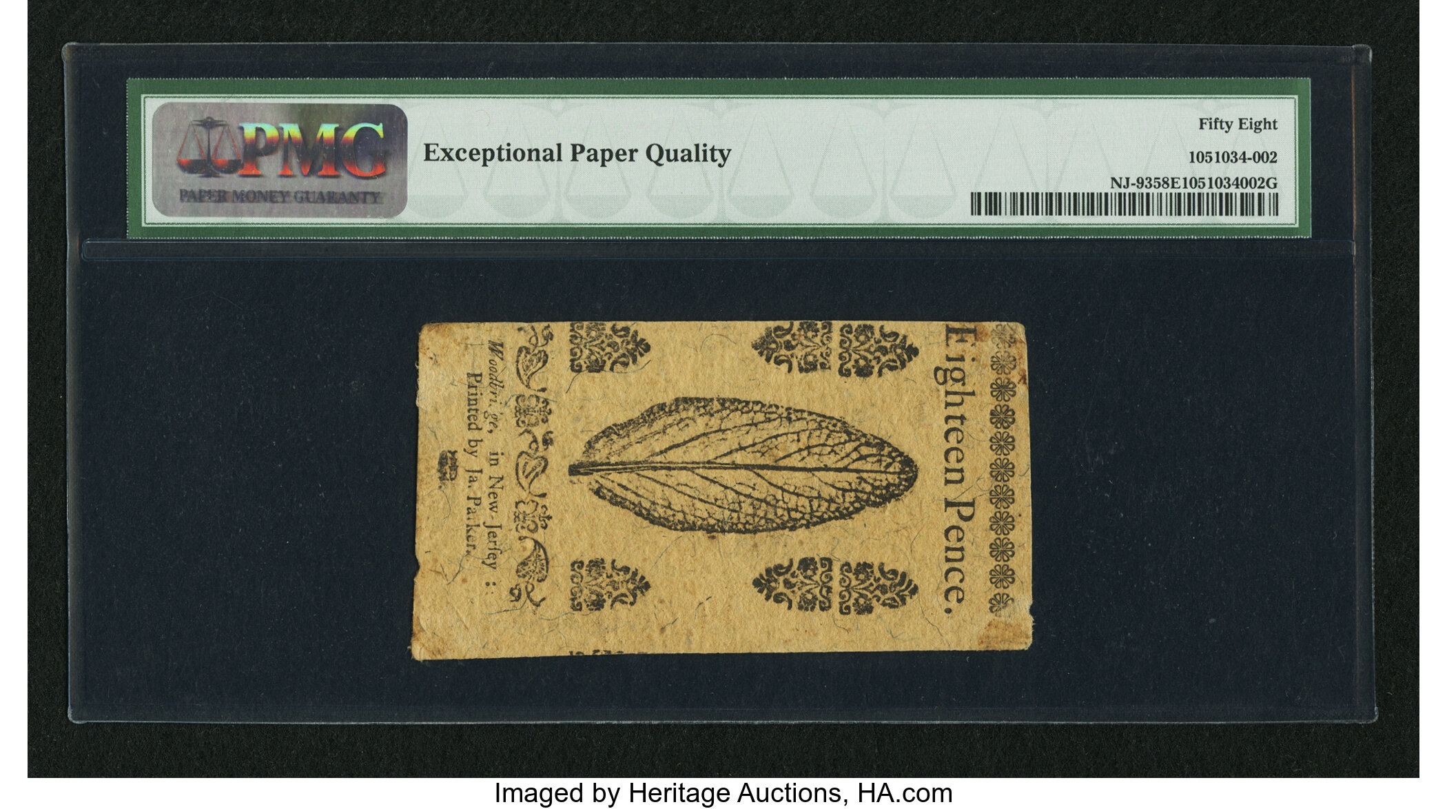 image for: New Jersey June 22, 1756 18d PMG Choice About Unc 58 EPQ....