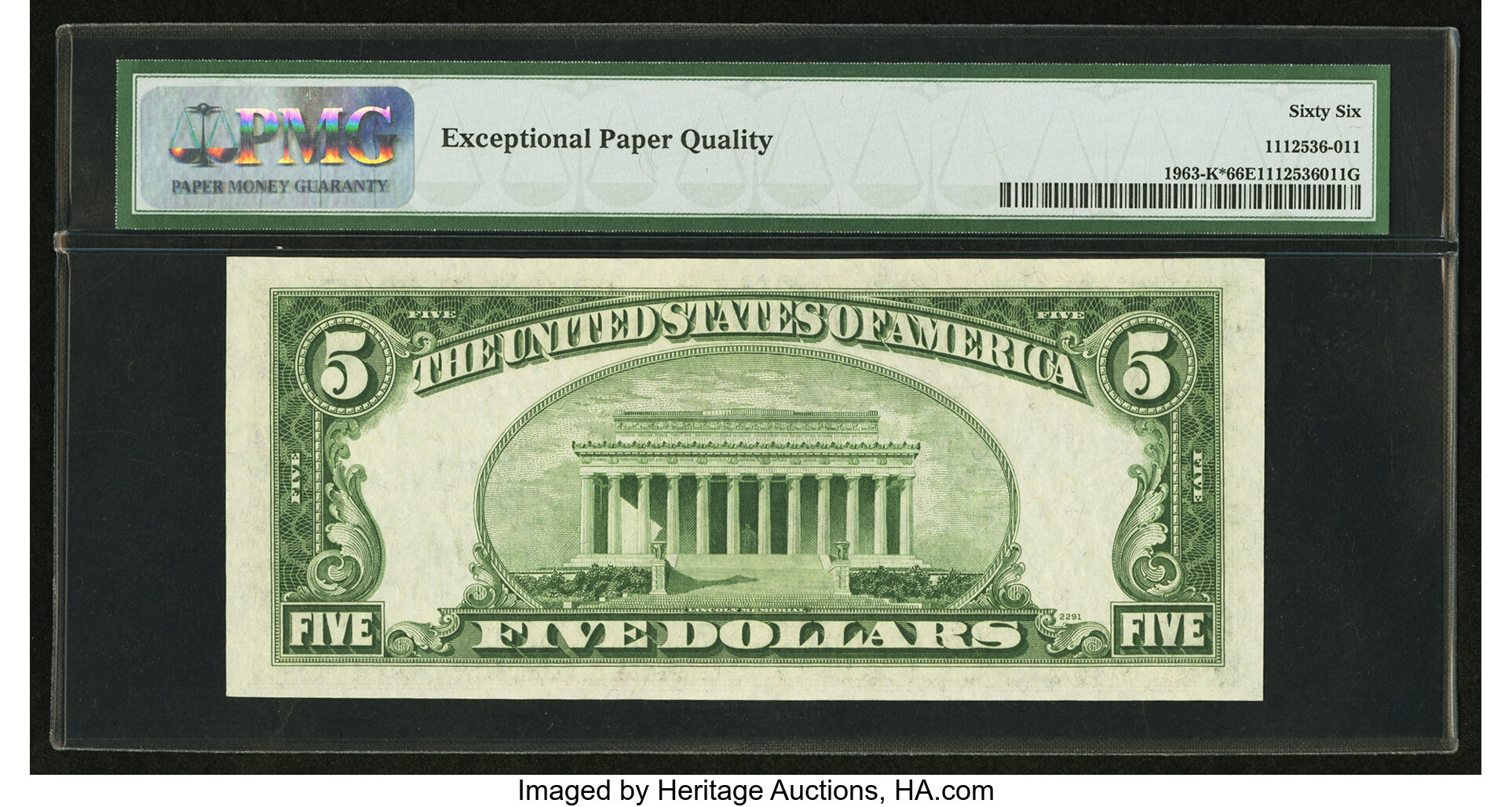 image for: Fr. 1963-K* $5 1950B Federal Reserve Note. PMG Gem Uncirculated 66 EPQ....