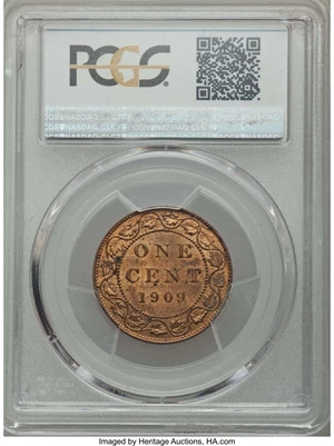 image for: Edward VII Cent 1909 MS64 Red Brown PCGS