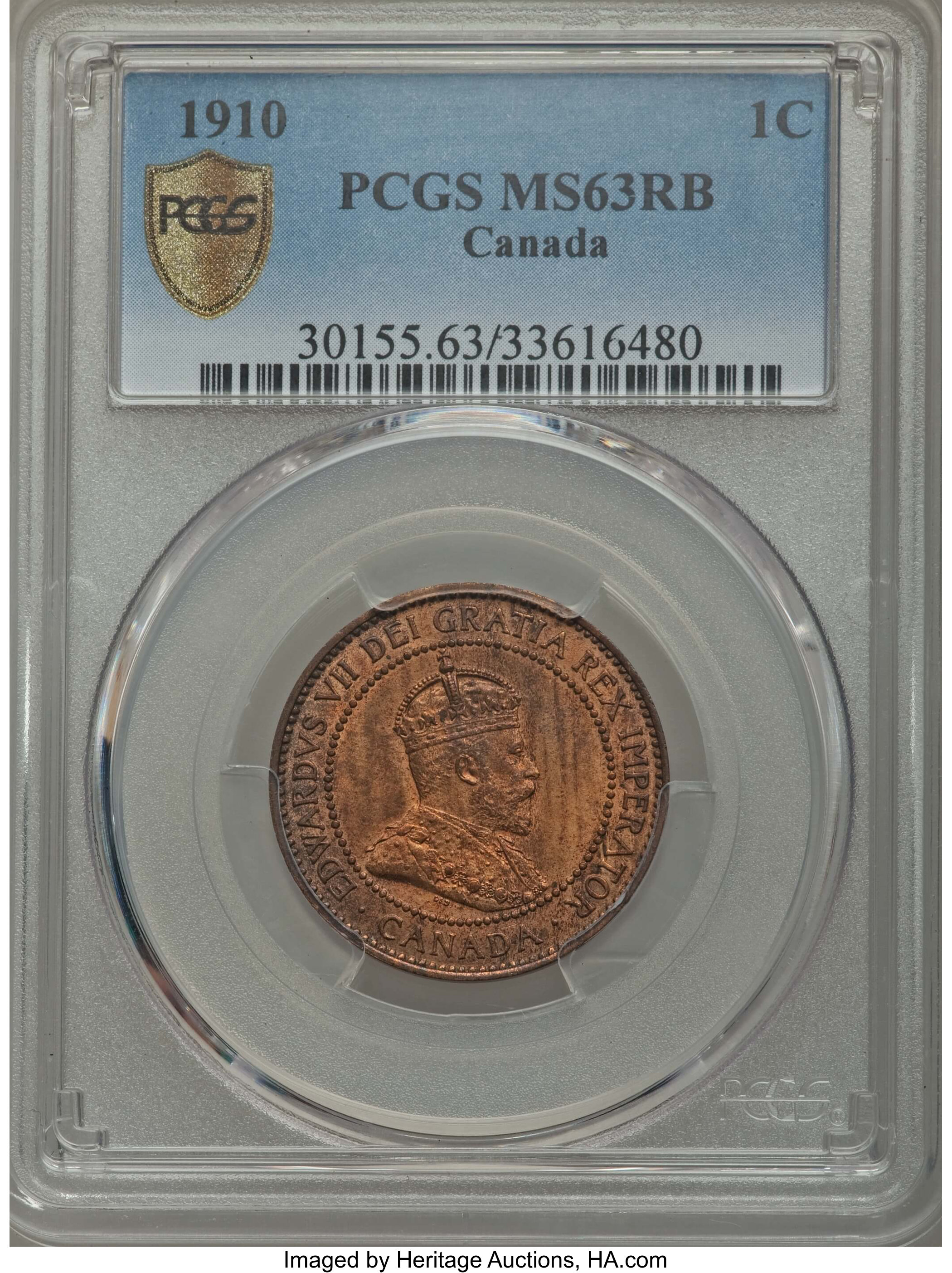 image for: Edward VII Cent 1910 MS63 Red and Brown PCGS