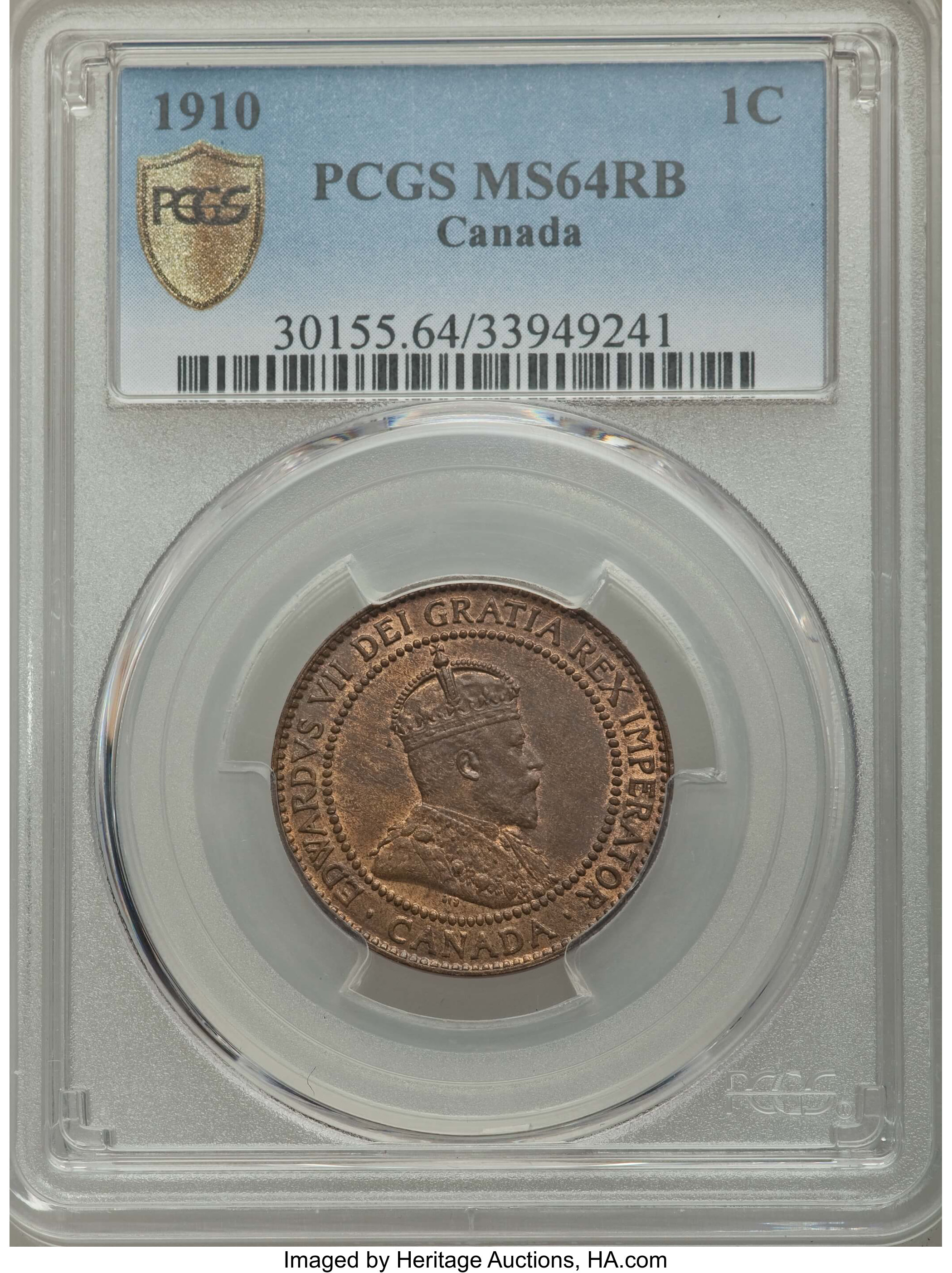 image for: Edward VII Cent 1910 MS64 Red and Brown PCGS
