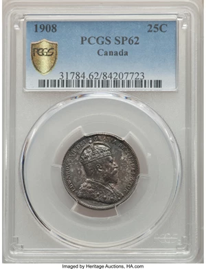 image for: Edward VII Specimen 25 Cents 1908 SP62 PCGS