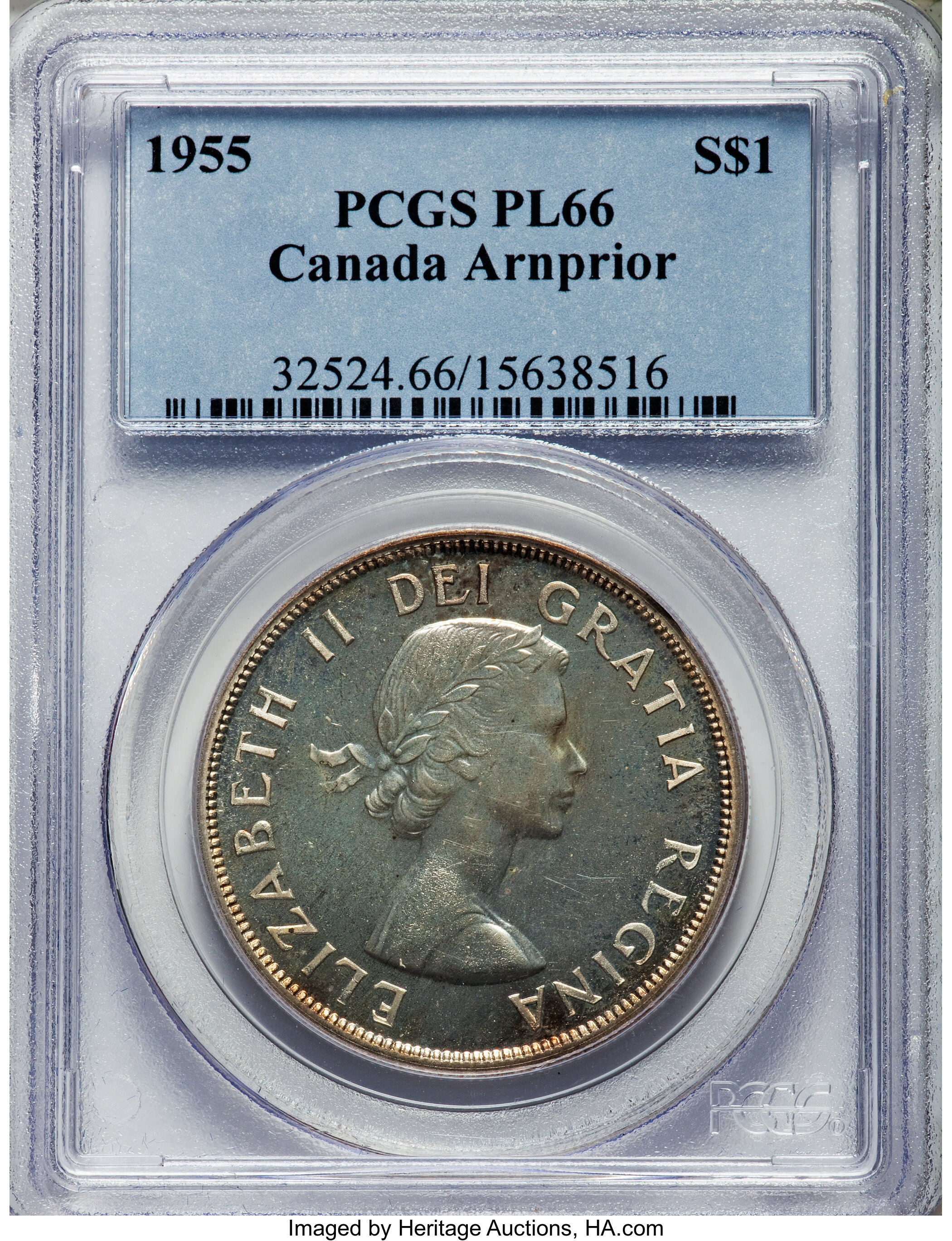 image for: Elizabeth II "Arnprior" Prooflike Dollar 1955 PL66 PCGS