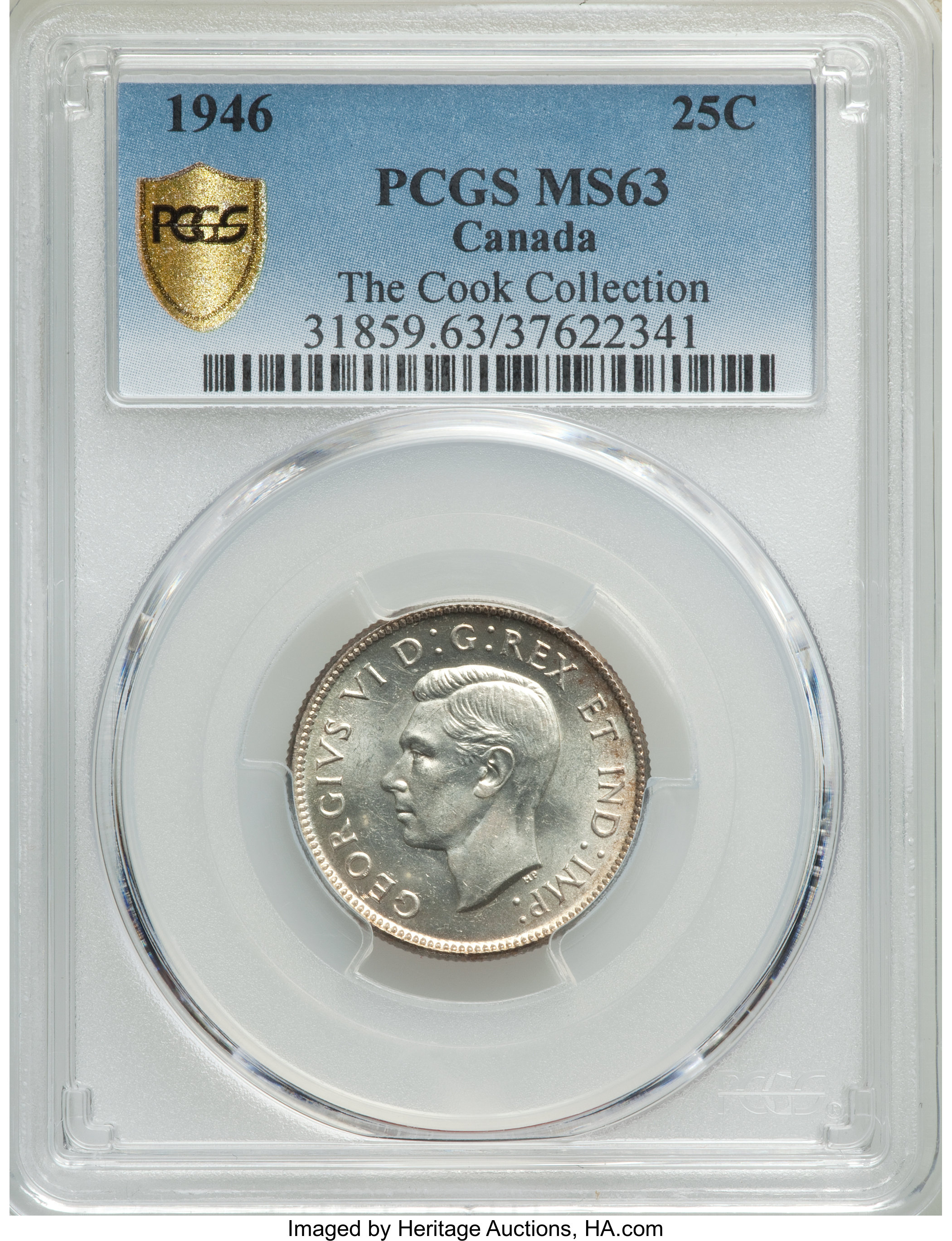 image for: George VI 25 Cents 1946 MS63 PCGS