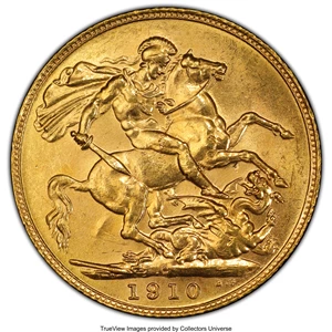 image for: Edward VII gold Sovereign 1910-C MS63 PCGS