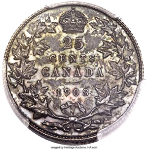 image for: Edward VII Specimen 25 Cents 1908