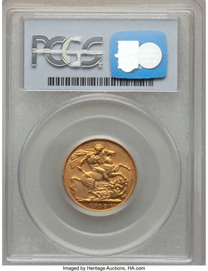 image for: Edward VII gold Sovereign 1910-C AU58 PCGS