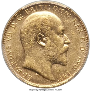 image for: Edward VII gold Sovereign 1909-C AU55 PCGS