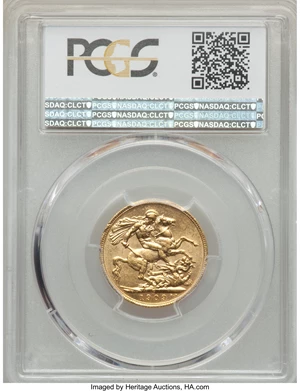image for: Edward VII gold Sovereign 1909-C AU55 PCGS