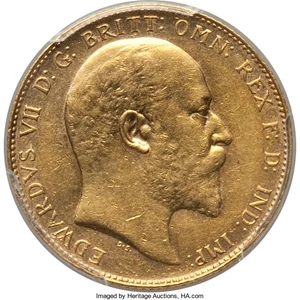 image for: Edward VII gold Sovereign 1910-C AU55 PCGS