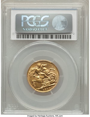 image for: Edward VII gold Sovereign 1910-C AU55 PCGS