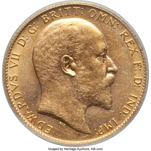 image for: Edward VII gold Sovereign 1909-C AU58 PCGS