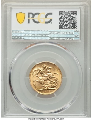 image for: Edward VII gold Sovereign 1909-C MS62+ PCGS