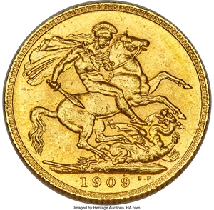image for: Edward VII gold Sovereign 1909-C MS62+ PCGS