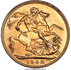 image for: Edward VII gold Specimen Sovereign 1908-C SP65 PCGS