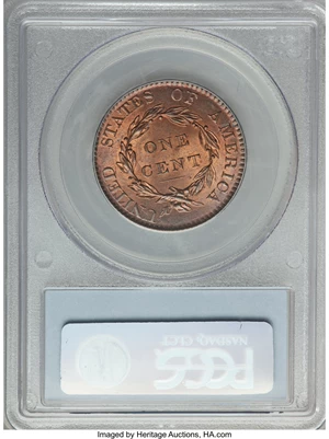 image for: 1820 1C Large Date, N-13, R.1, MS66 Red and Brown PCGS. CAC....