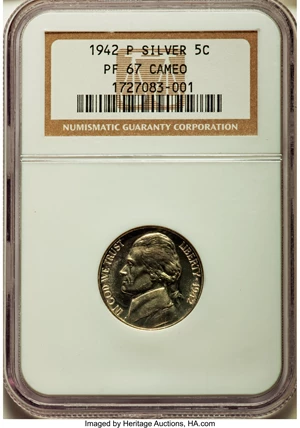 image for: 1942-P 5C Type 2 PR67 Cameo NGC....