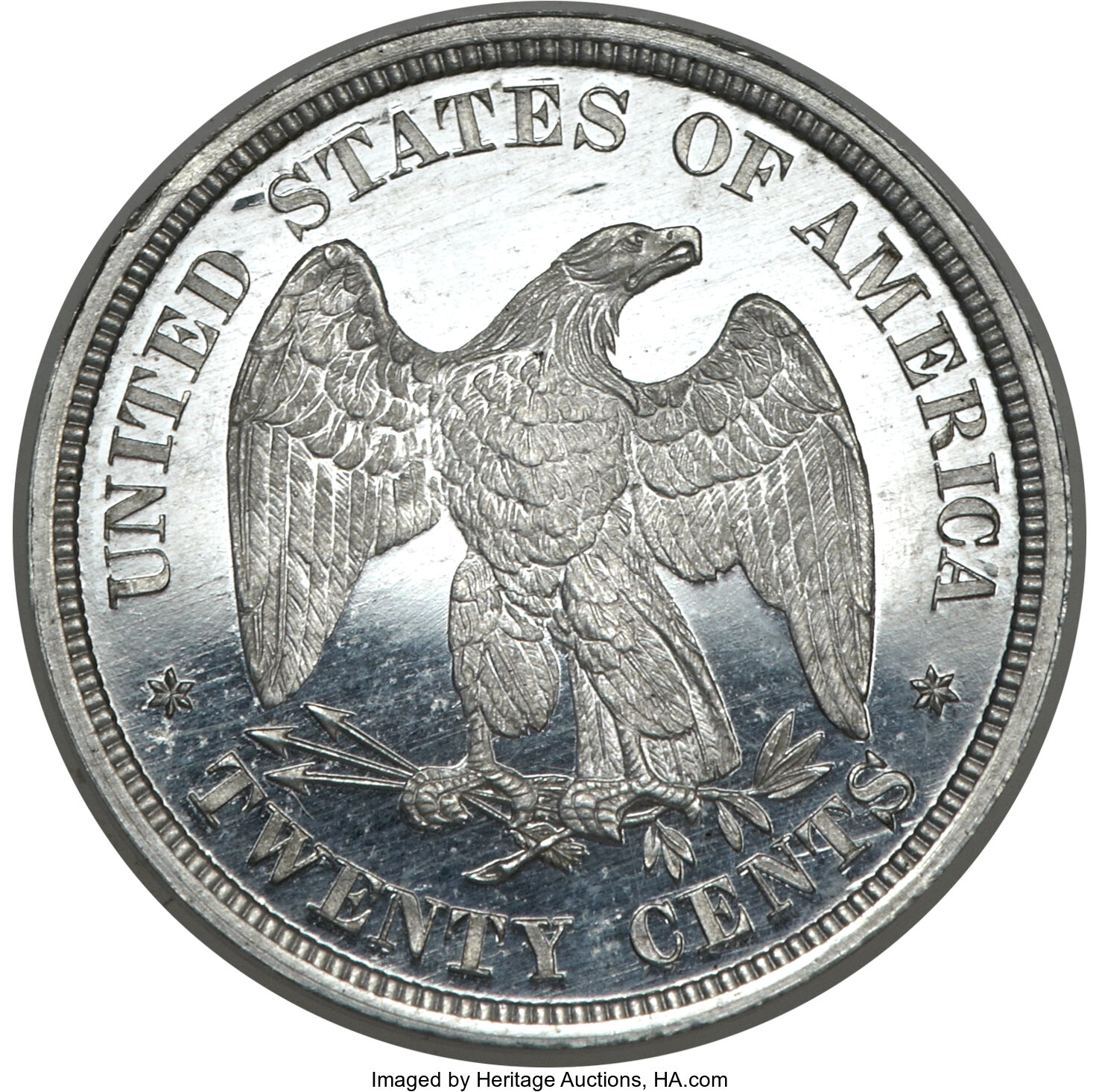 image for: 1874 20C Twenty Cents, Judd-1356, Pollock-1500, High R.7, PR65 Cameo NGC. CAC....