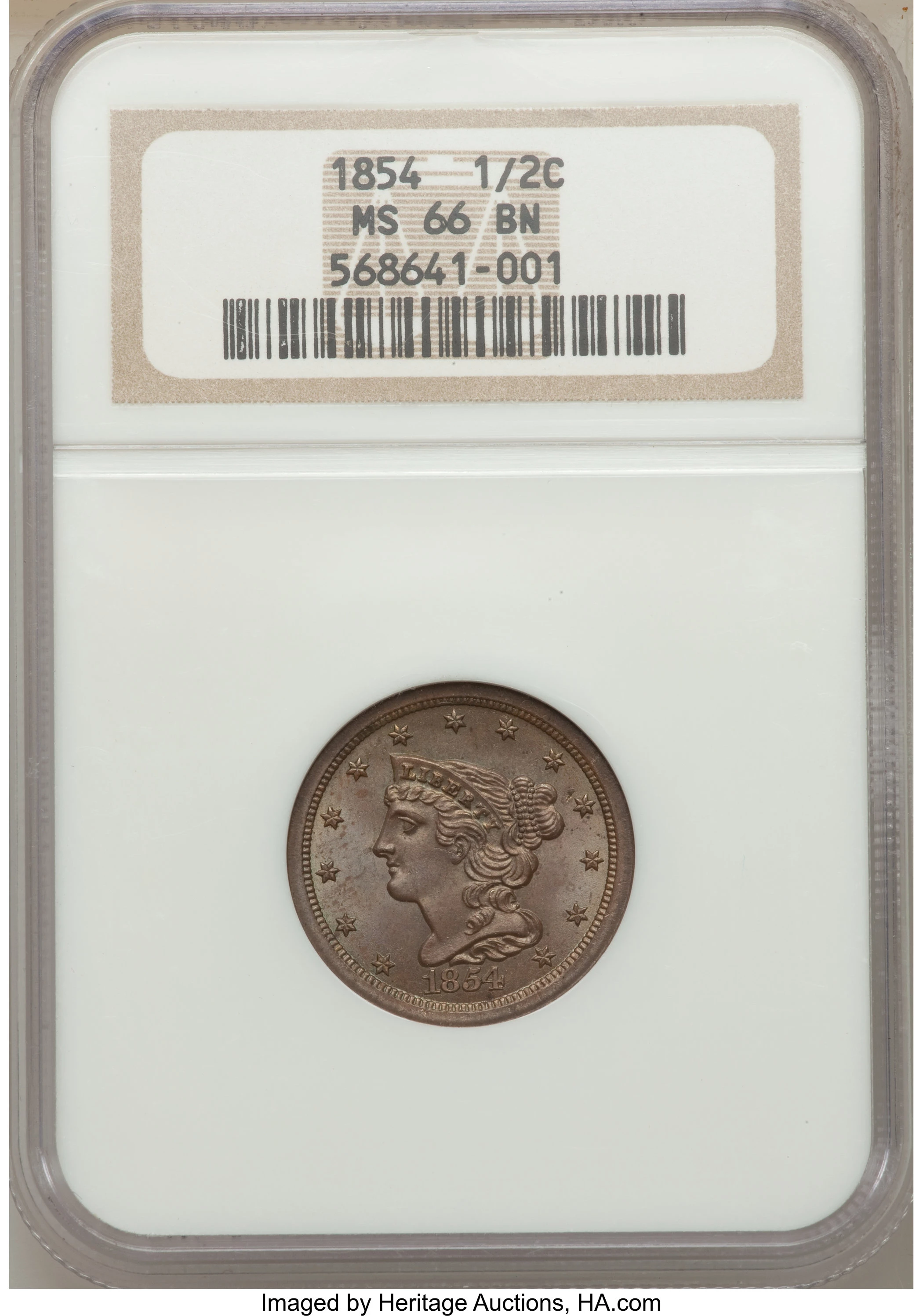 1854 1/2C, RD (Proof) Braided Hair Half Cent - PCGS CoinFacts