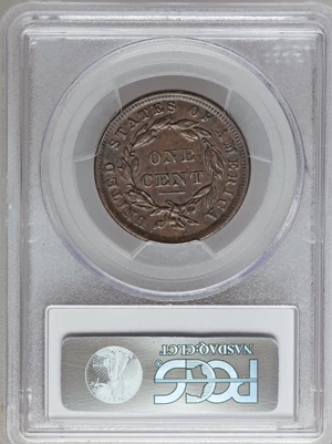 image for: 1839 1C Silly Head, N-4, R.1, AU55 PCGS. PCGS Population (1/4). NGC Census: (4/9). Mintage: 3,128,661....