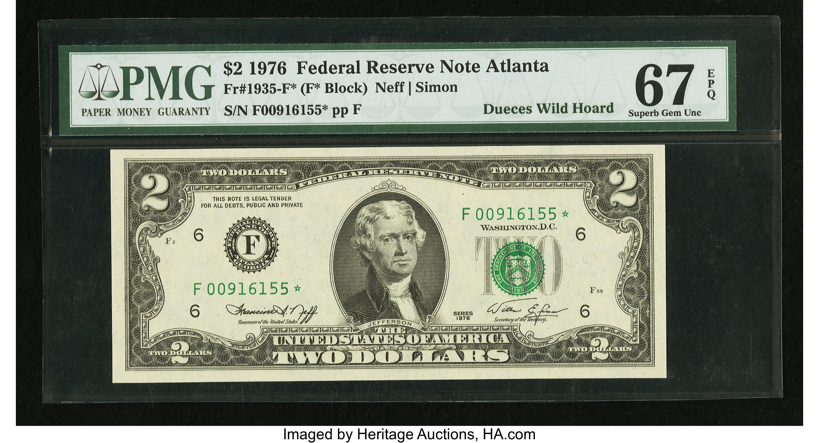 image for: Fr. 1935-F* $2 1976 Federal Reserve Star Note. PMG Superb Gem Unc 67 EPQ....