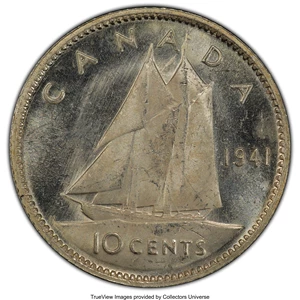 image for: George VI 10 Cents 1941 MS64+ PCGS