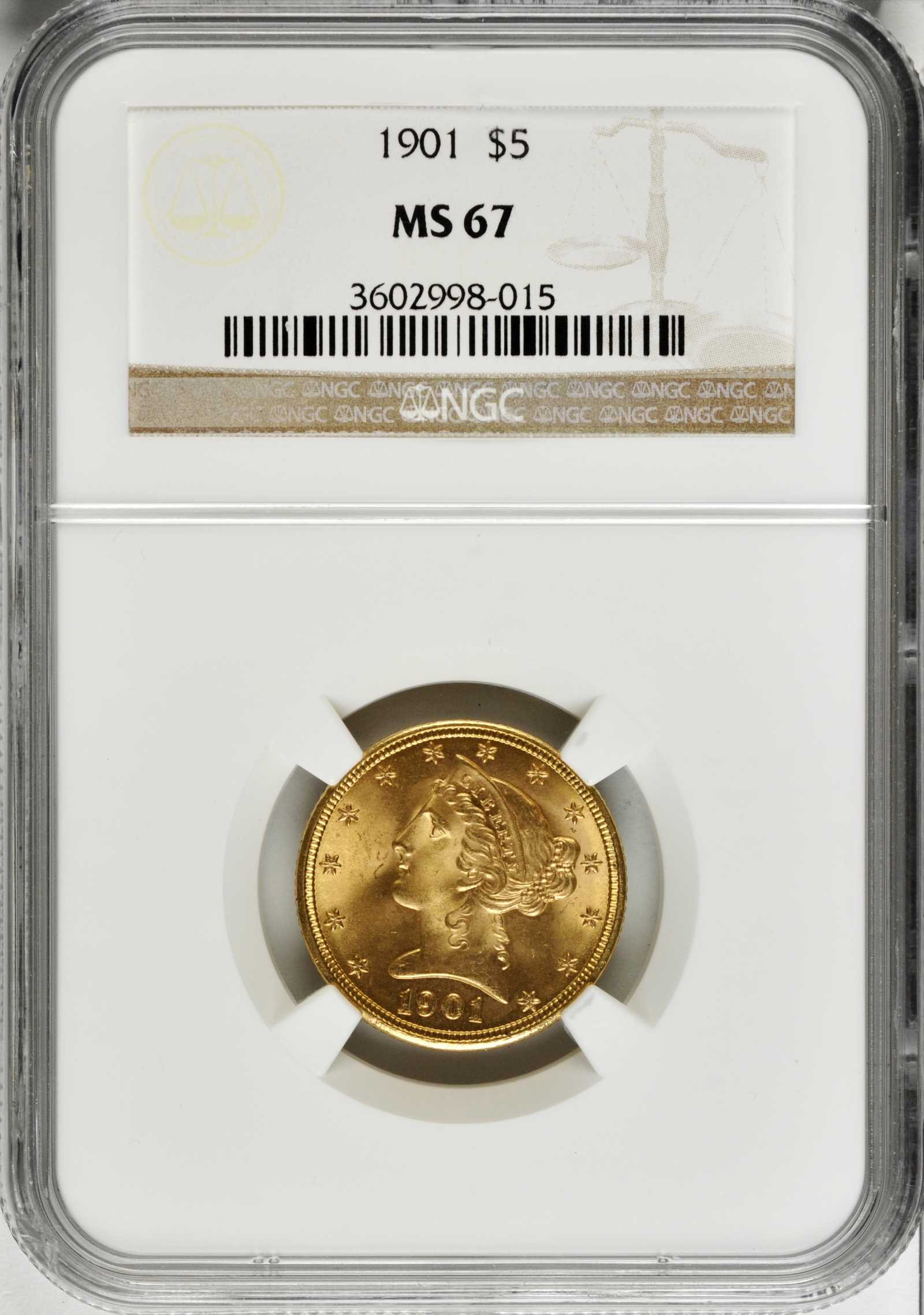 1901 5 Liberty Gold With Motto Values Prices The Greysheet