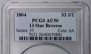 image for: 1804 Capped Bust Right Quarter Eagle. BD-1. Rarity-6+. Die State a/d. 13-Star Reverse. AU-50 (PCGS).