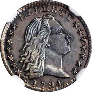 image for: 1794 Flowing Hair Half Dime. LM-1. Rarity-6. Specimen-65 (NGC).