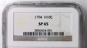 image for: 1794 Flowing Hair Half Dime. LM-1. Rarity-6. Specimen-65 (NGC).