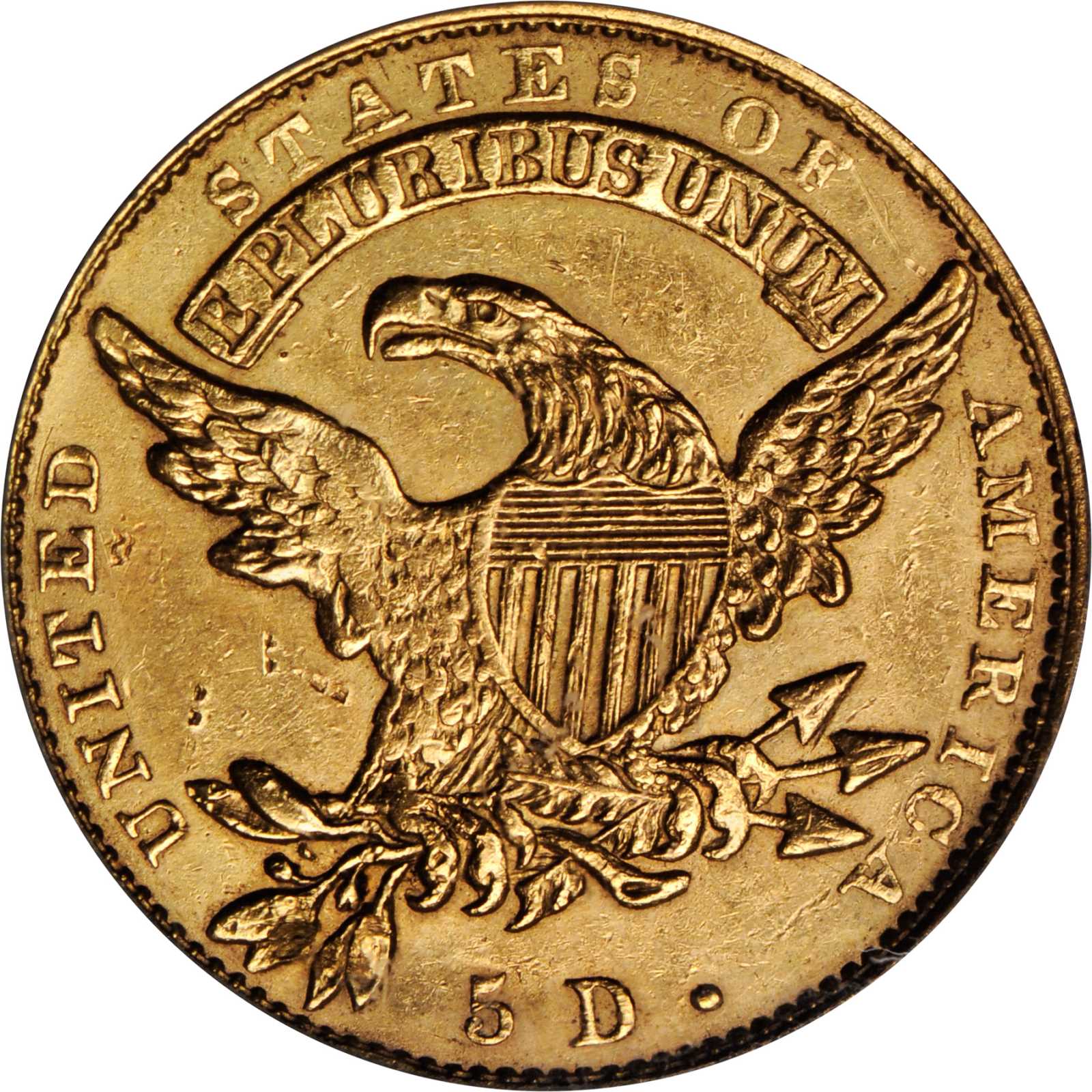 image for: 1832 Capped Head Left Half Eagle. BD-1. Rarity-5. Square-Base 2, 13 Stars. AU Details--Surface Damage (PCGS).