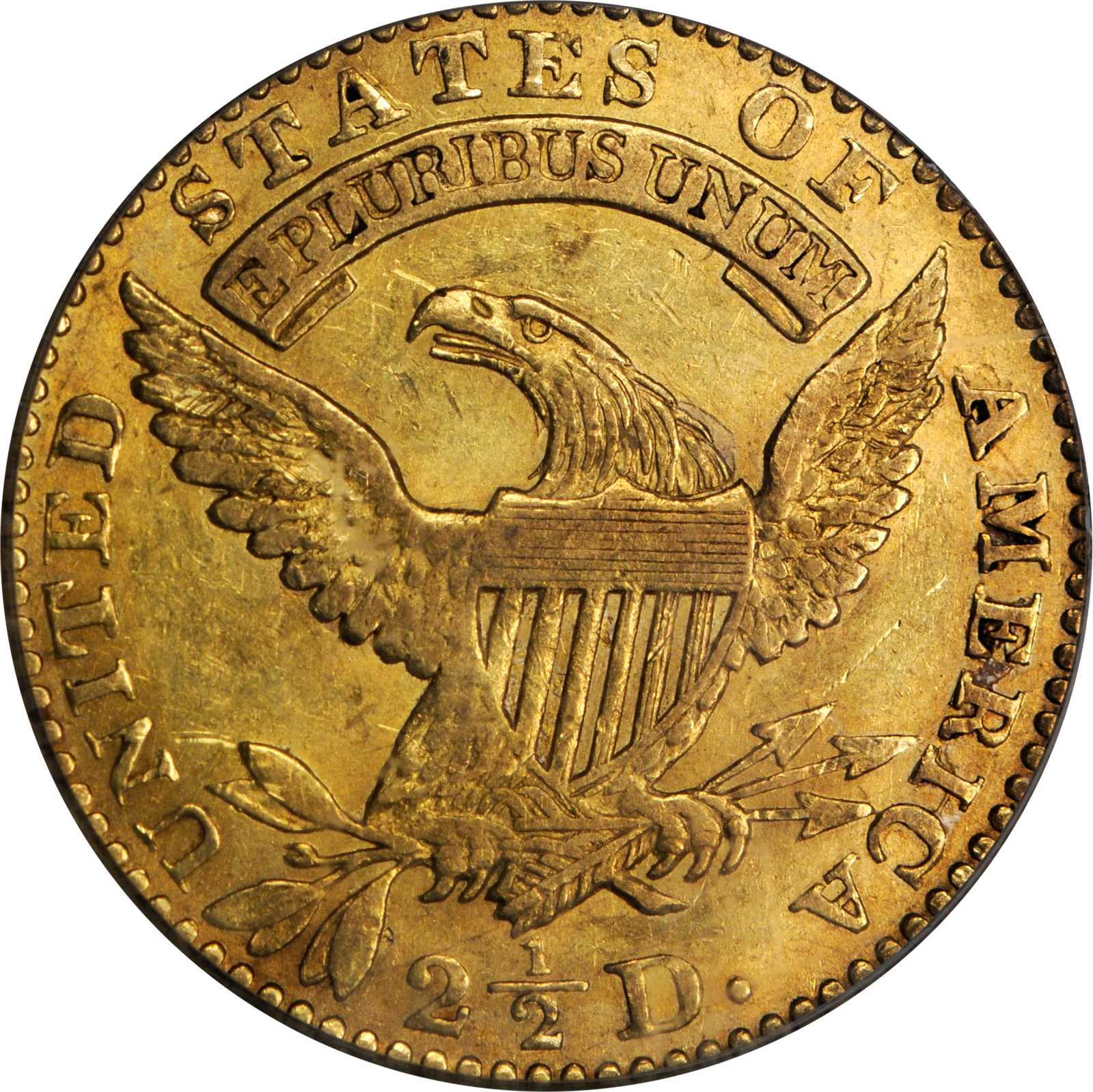 image for: 1827 Capped Head Left Quarter Eagle. BD-1, the only known dies. Rarity-5. AU-55 (PCGS).