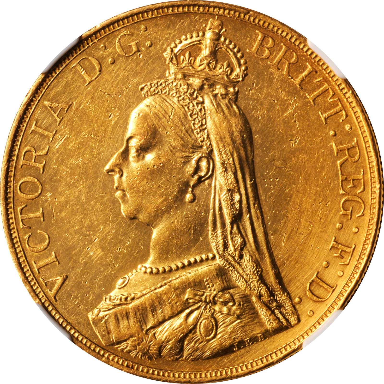 GREAT BRITAIN. 5 Pounds, 1887. NGC AU Details--Surface Hairlines.