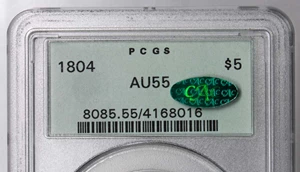 image for: 1804 Capped Bust Right Half Eagle. BD-7. Rarity-4. Die State b/b. Small 8 Over Large 8. AU-55 (PCGS). CAC. OGH.