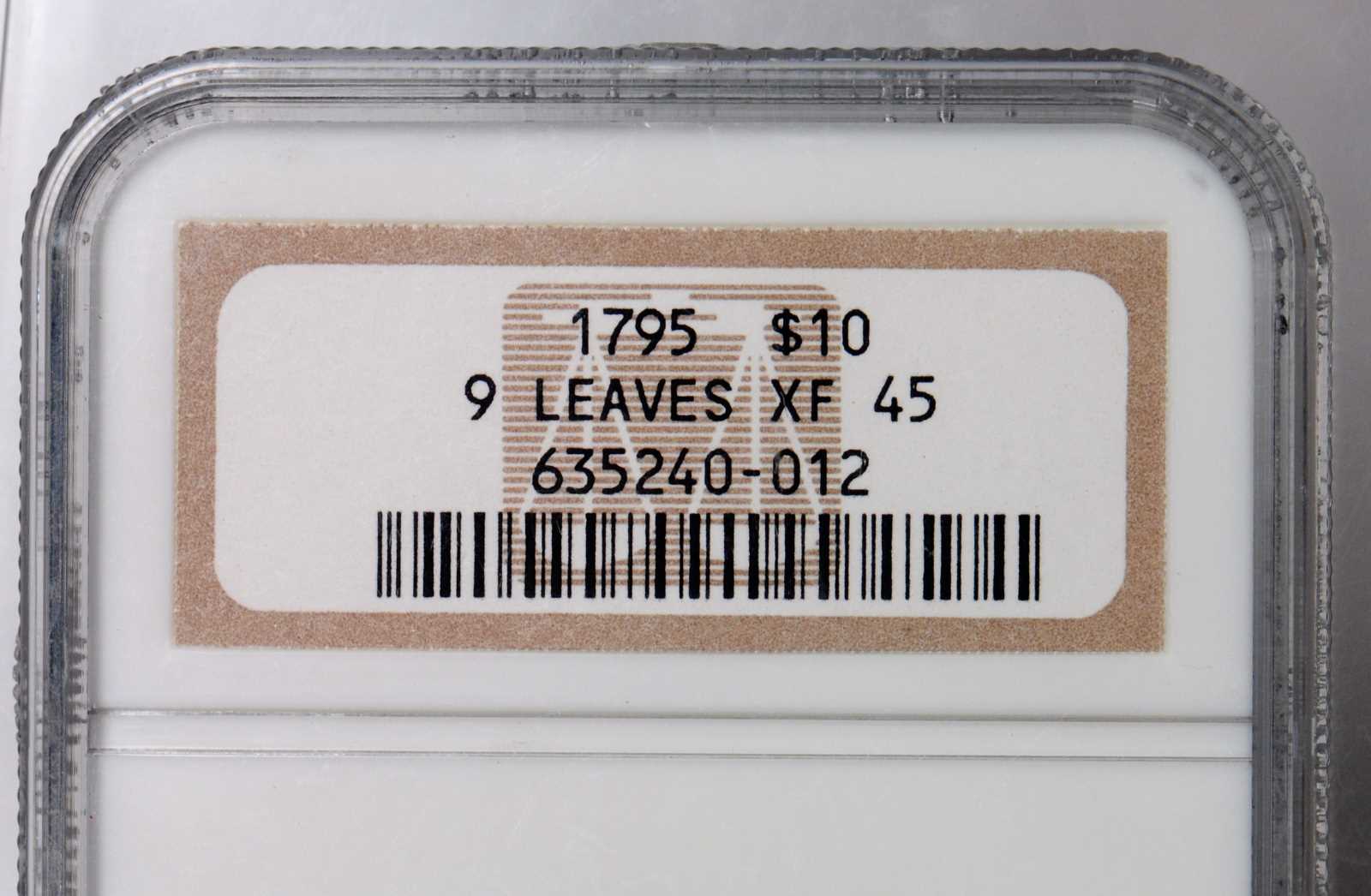 image for: 1795 Capped Bust Right Eagle. BD-3, Taraszka-3. Rarity-6. Die State d/b. 9 Leaves. EF-45 (NGC).