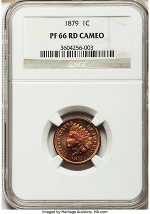 image for: 1879 1C PR66 Red Cameo NGC. ...
