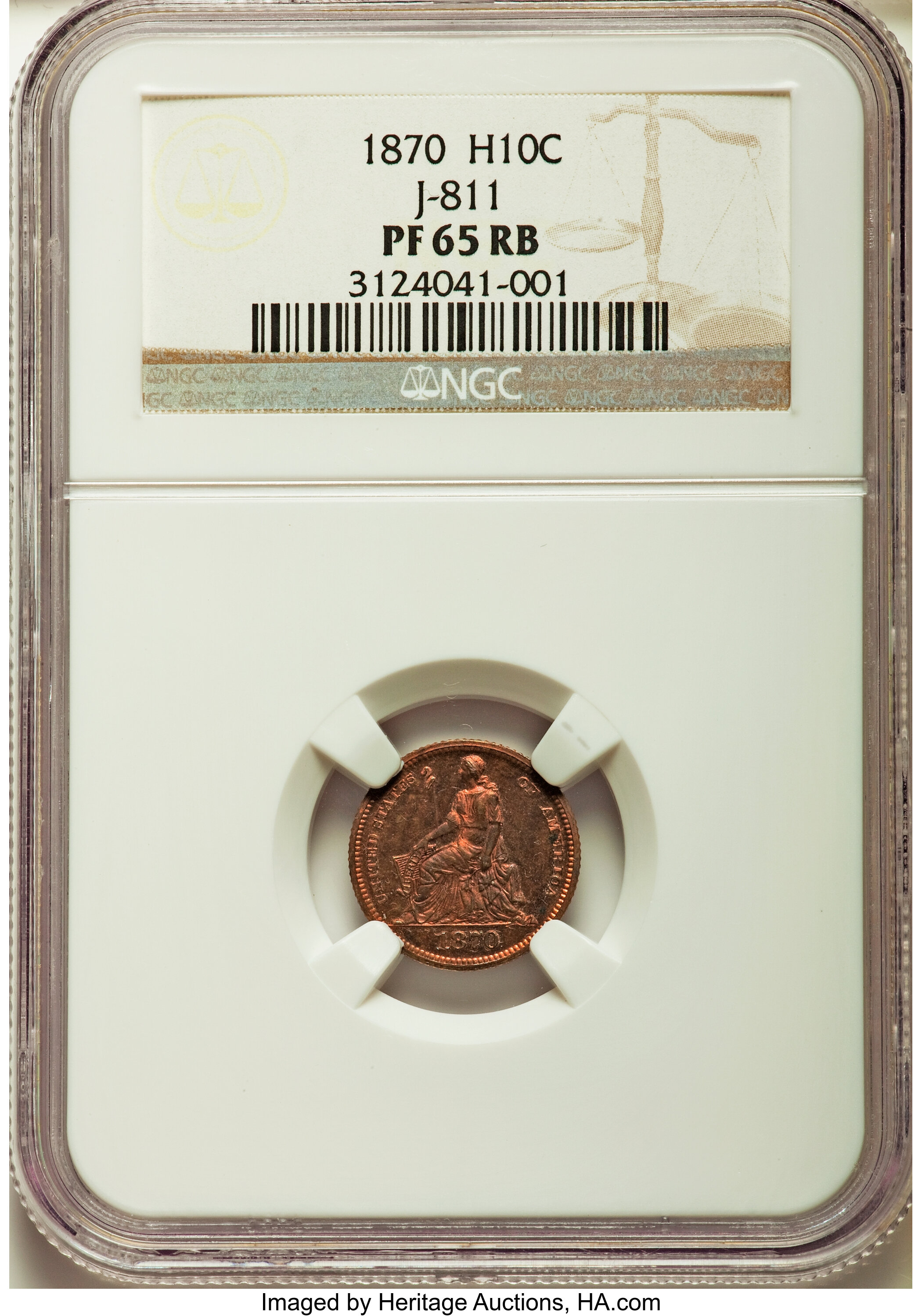image for: 1870 H10C Standard Silver Half Dime, Judd-811, Pollock-899, R.7, PR65 Red and Brown NGC....