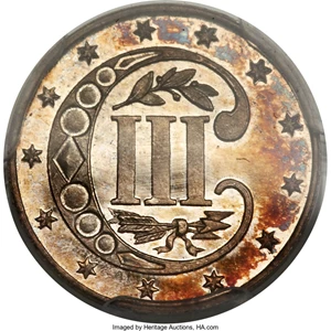 image for: 1869/8 3CS PR66 Cameo PCGS. CAC....