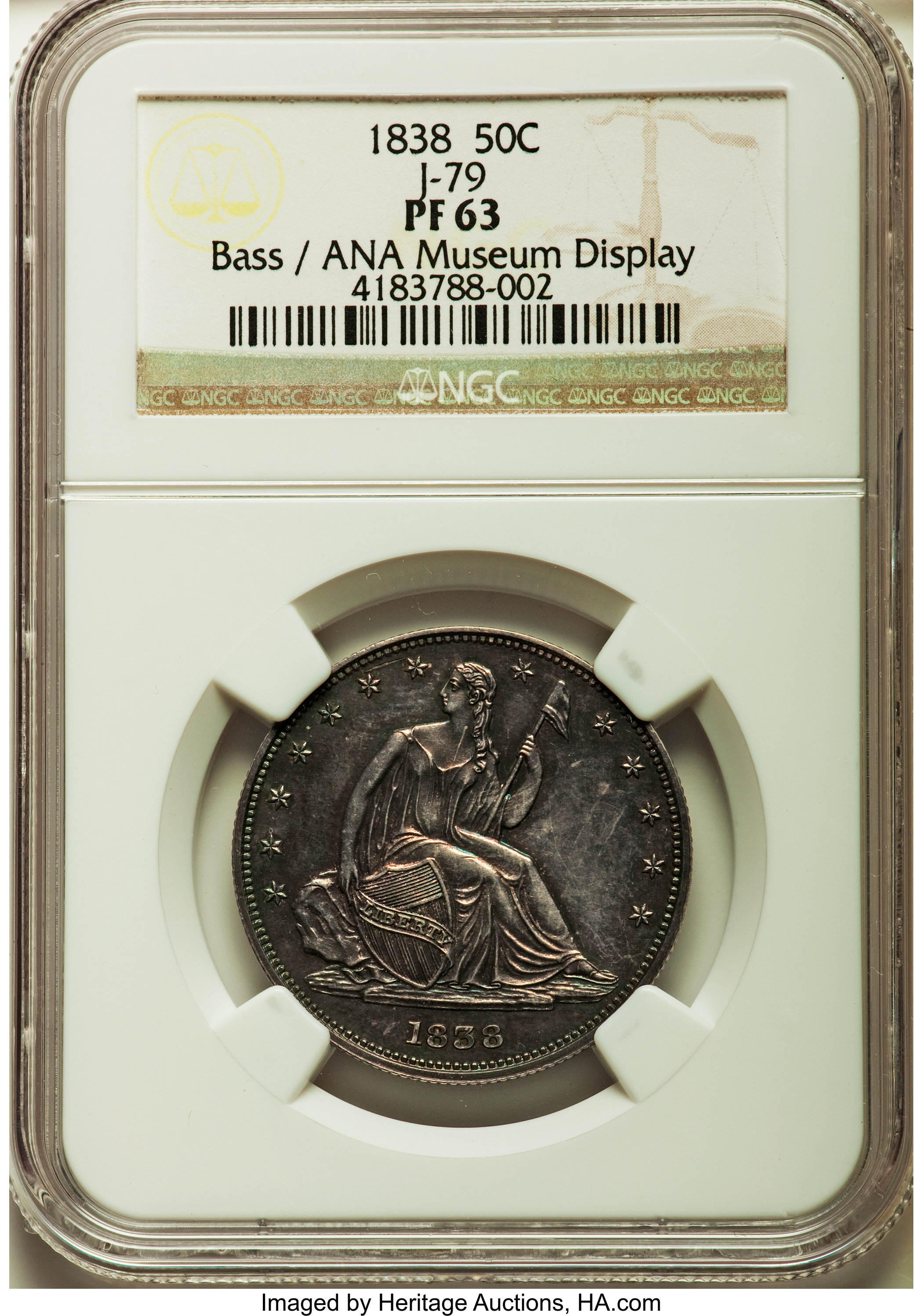 image for: 1838 P50C Seated Liberty Half Dollar, Judd-79, Pollock-89, High R.7, PR63 NGC....