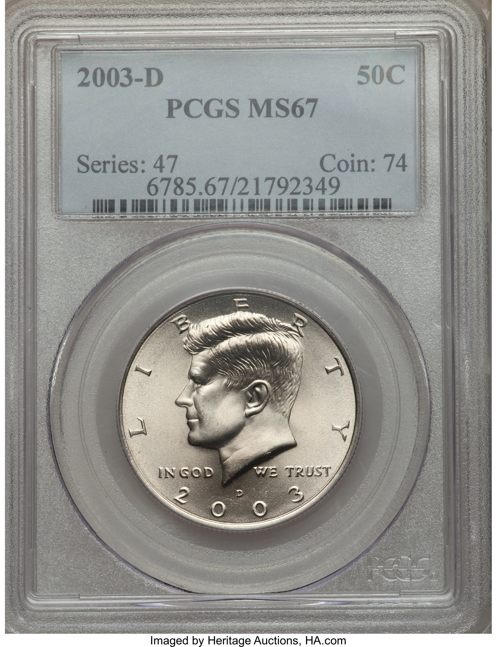 image for: 2003-D 50C MS67 PCGS. PCGS Population (146/3). NGC Census: (46/2).  Numismedia Wsl. Price for problem free NGC/PCGS coin in...