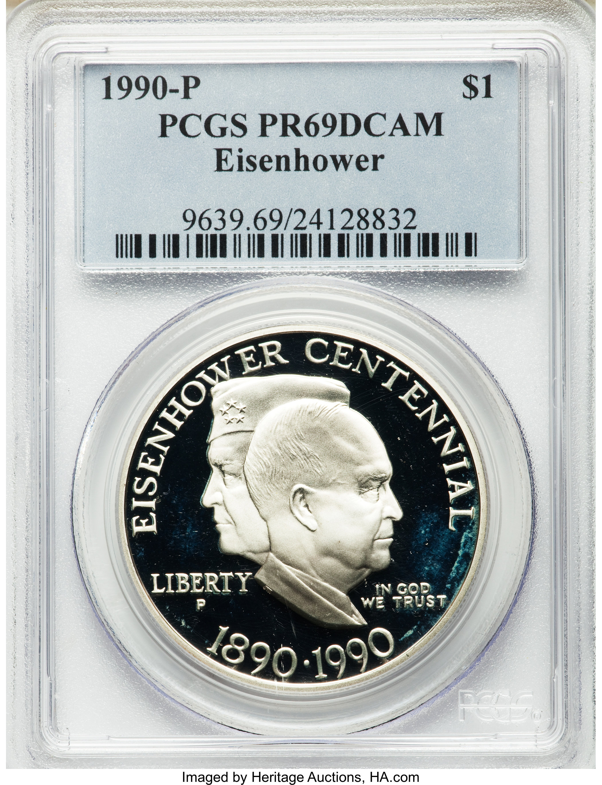 1990-P $1 Eisenhower Silver Dollar PR69 Deep Cameo PCGS. PCGS Population (6454/215). NGC Census: (3719/100). Mintage: 1,144...